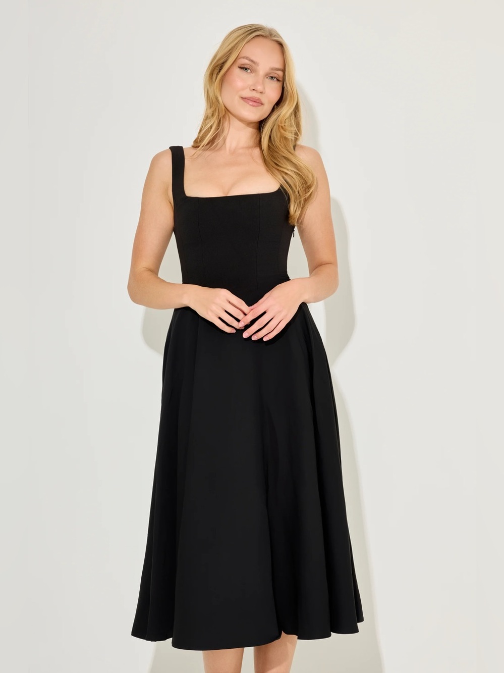 Odd Muse Black Midi Dress | Scoop Neck Fit & Flare | Size XL Worn Once